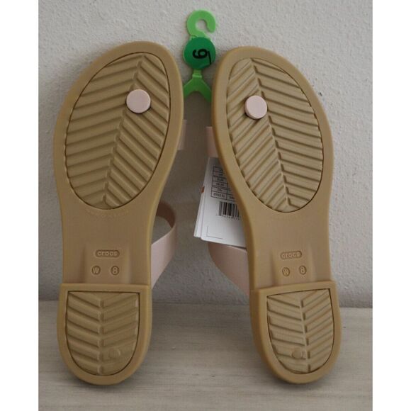 CROCS 208666-6TY Women's Sz 8 Pink Clay Tulum Shimmer Toe Post Sandals - Picture 6 of 7
